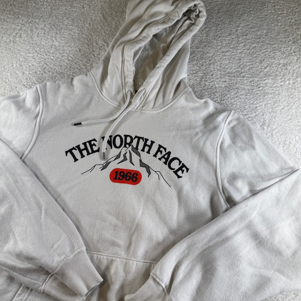 The North Face Hoodie Mens Medium White Excellent Circular Design 1966 Graphic